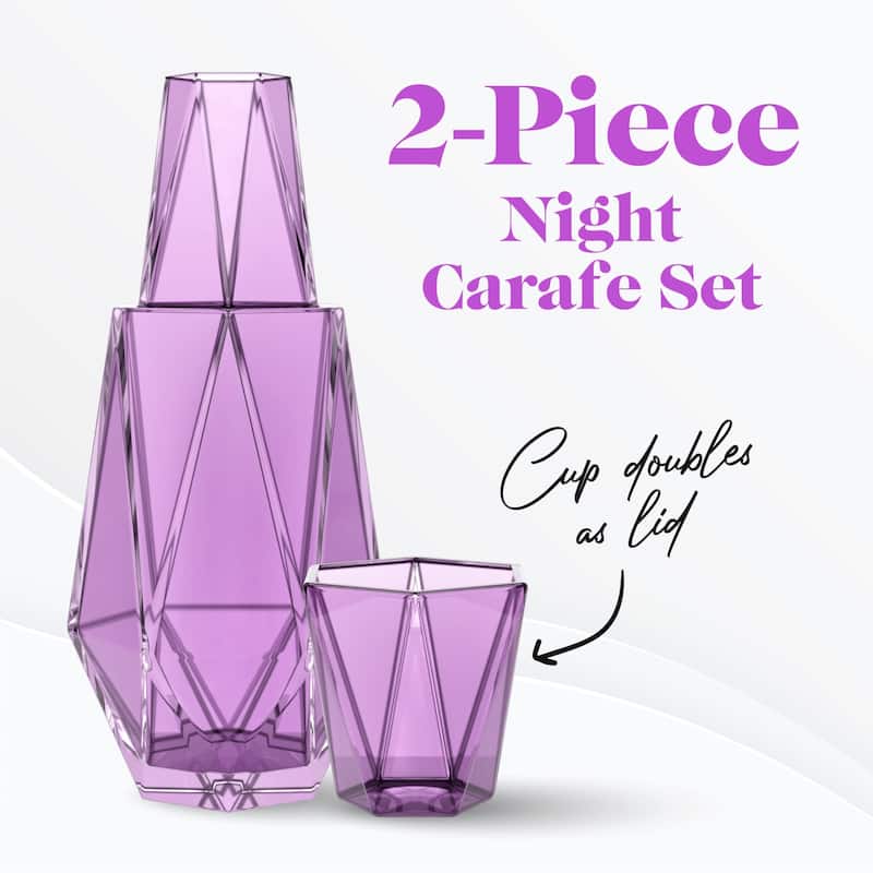 American Atelier Geometric Bedside Carafe and Tumbler Glass Lid - 37 oz.