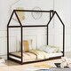 preview thumbnail 1 of 34, Twin Size House Bed Wood Bed House Bed Wood Bed with Roof, Children House Bed Wooden Floor Bed Espresso