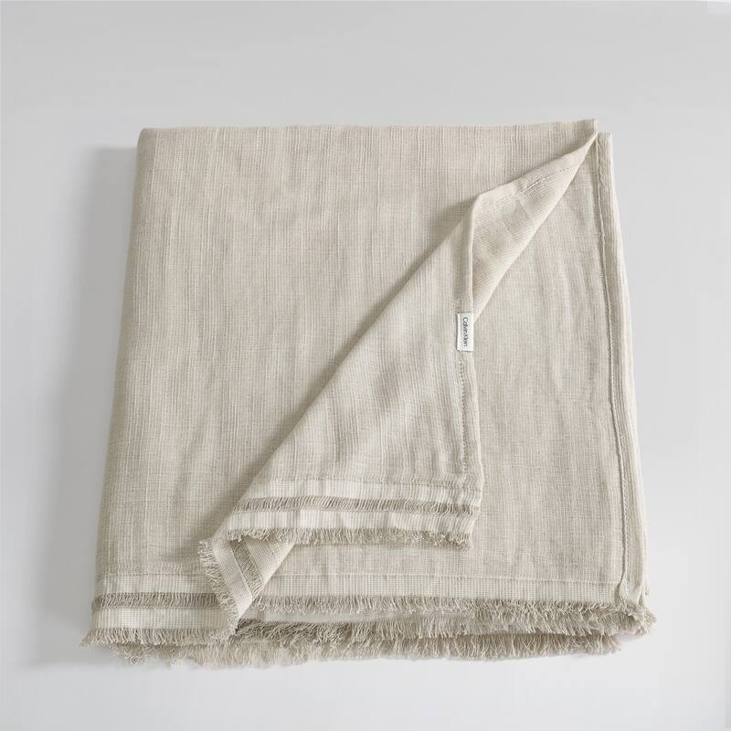 Calvin Klein Fine Weave Solid Throw Blanket - Beige