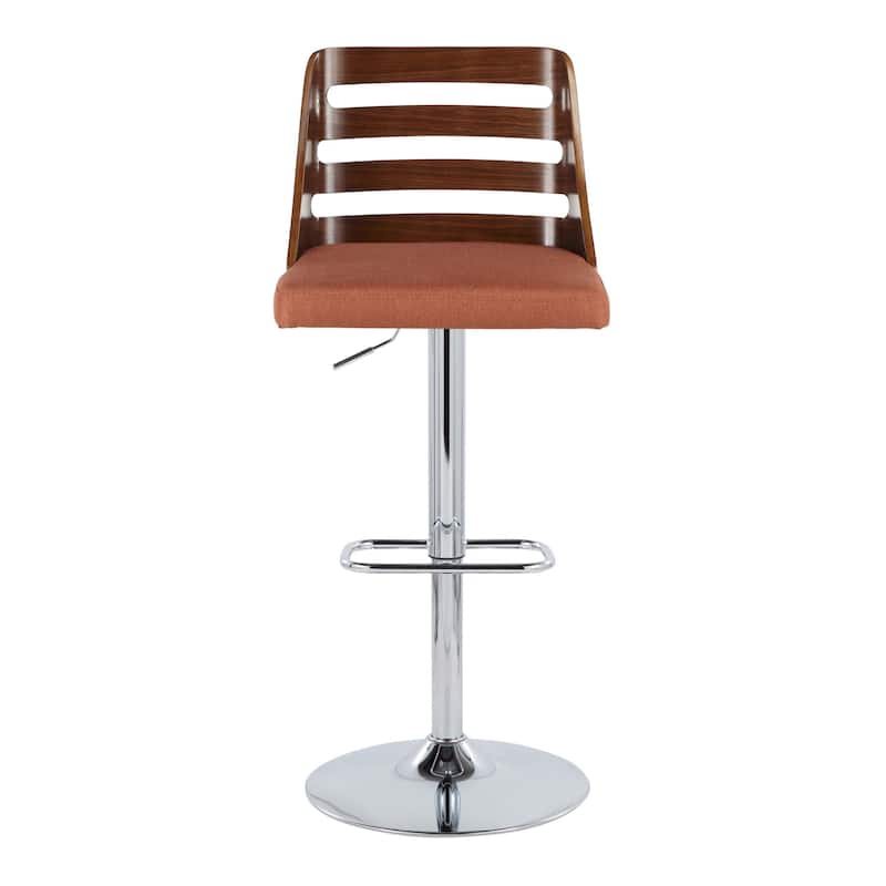 Carson Carrington Oglala Adjustable Bar Stool with Rounded Rectangle Footrest (Set of 2) - Orange Fabric