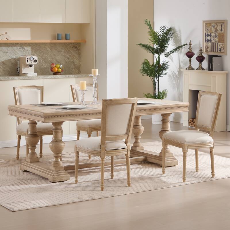 Dining Chairs Set of 2, Upholstered Chairs with T-shaped Back, Wire Drawing and Carving Techniques,Disassemblable