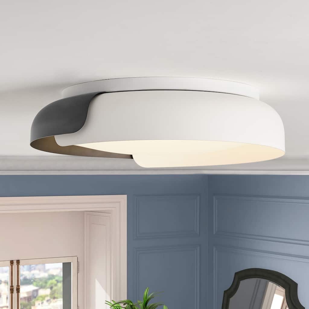 1-Light Modern Style Black Dimmable LED Flush Mount Lighting - 18.1"D×18.1"W×4.7"H