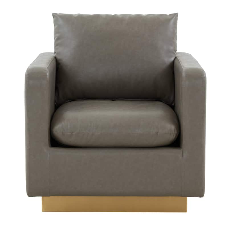 LeisureMod Nervo Modern Leather Accent Arm Chair With Gold Base - 32.75