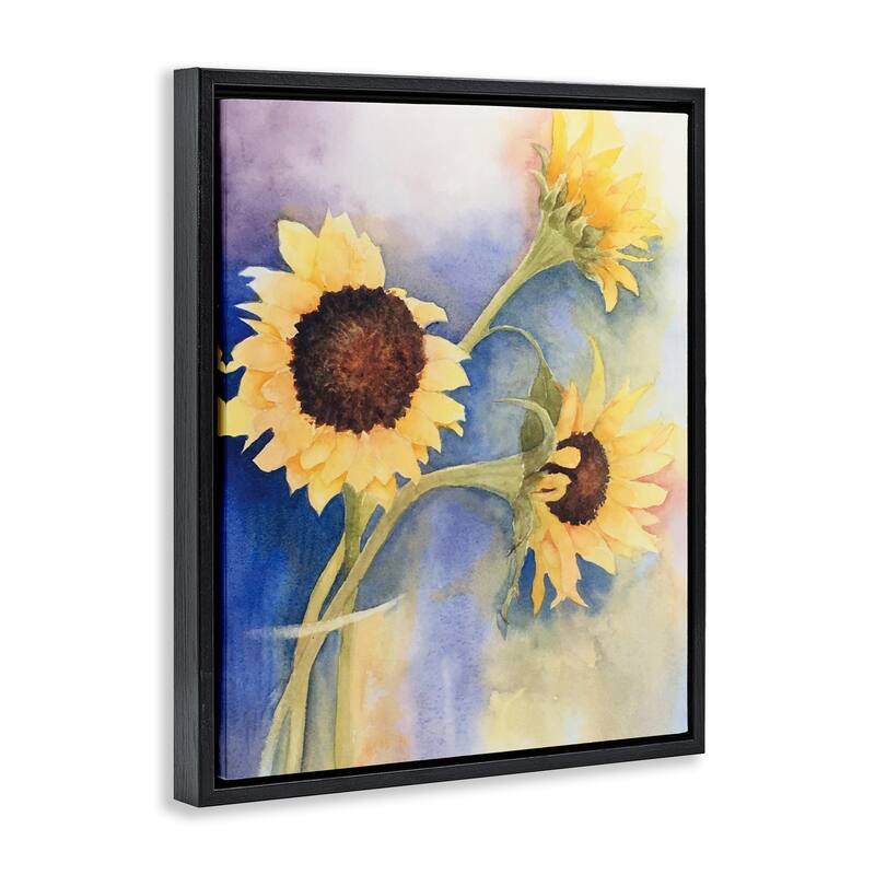 Stupell Sunflower Trio in Vase Framed Floater Canvas Wall Art Design By Stephanie Fielden