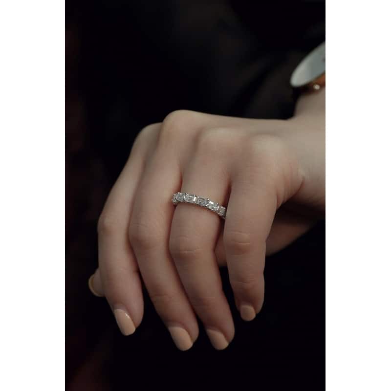 Annello by Kobelli 14k Gold East West Lab Grown Diamond (4x3mm) Eternity Ring (DEF/VS)