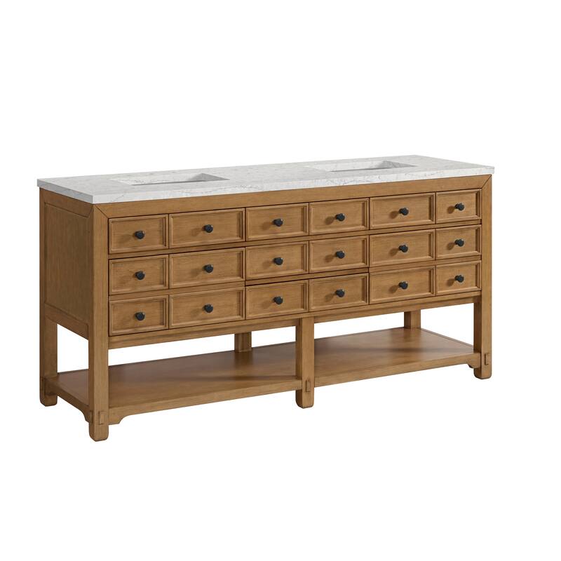 Malibu 72" Double Vanity Cabinet, Amber Birch