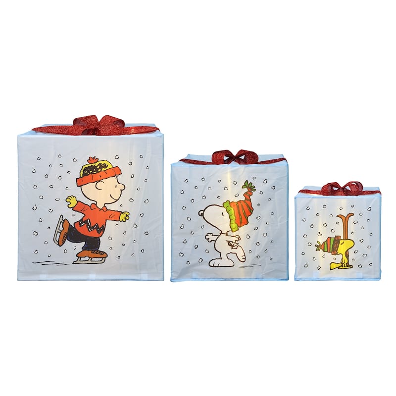 30"x 24"x18" Peanuts LED Presents Printed Carolers Skaters