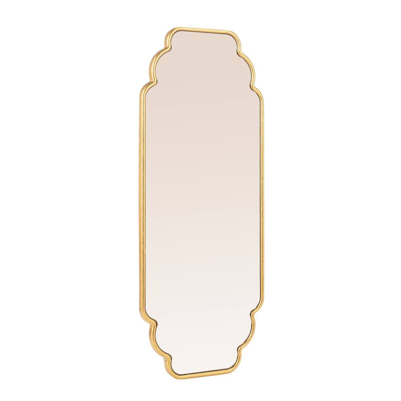 Scalloped Metal Wall Mirror with Vertical or Horizontal Hanging - 14.38"L x 1.0"W x 35.75"H - Gold