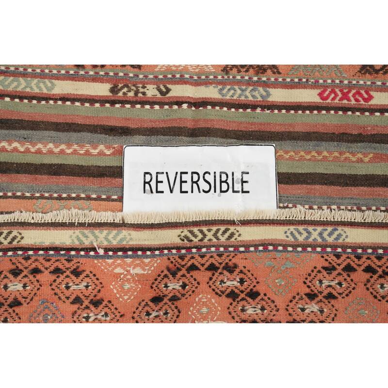 Hand Woven Oriental 100% Wool Carpet Southwestern Tribal Multi-Colored Kilim Area Rug - 8' 7'' X 5' 3''