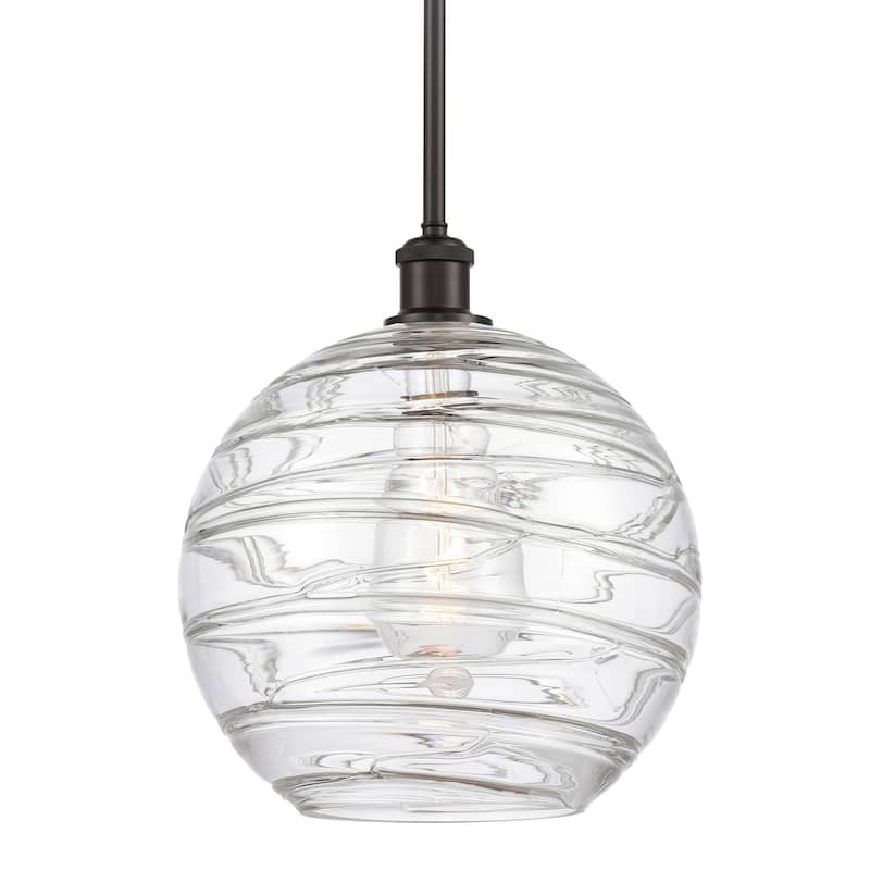 Innovations Lighting 516-1S-15-12 Athens Pendant Athens 12" Wide - Clear Deco Swirl / Oil Rubbed Bronze