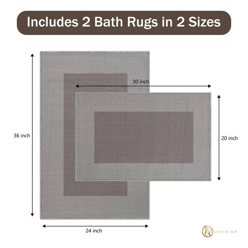 Plush Washable Non-Slip Backing 2 Piece Kitchen Rug Set by Superior