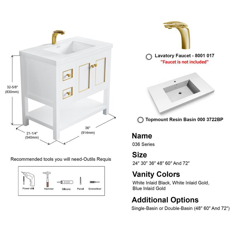 Davis 36" Single Bathroom Vanity Set