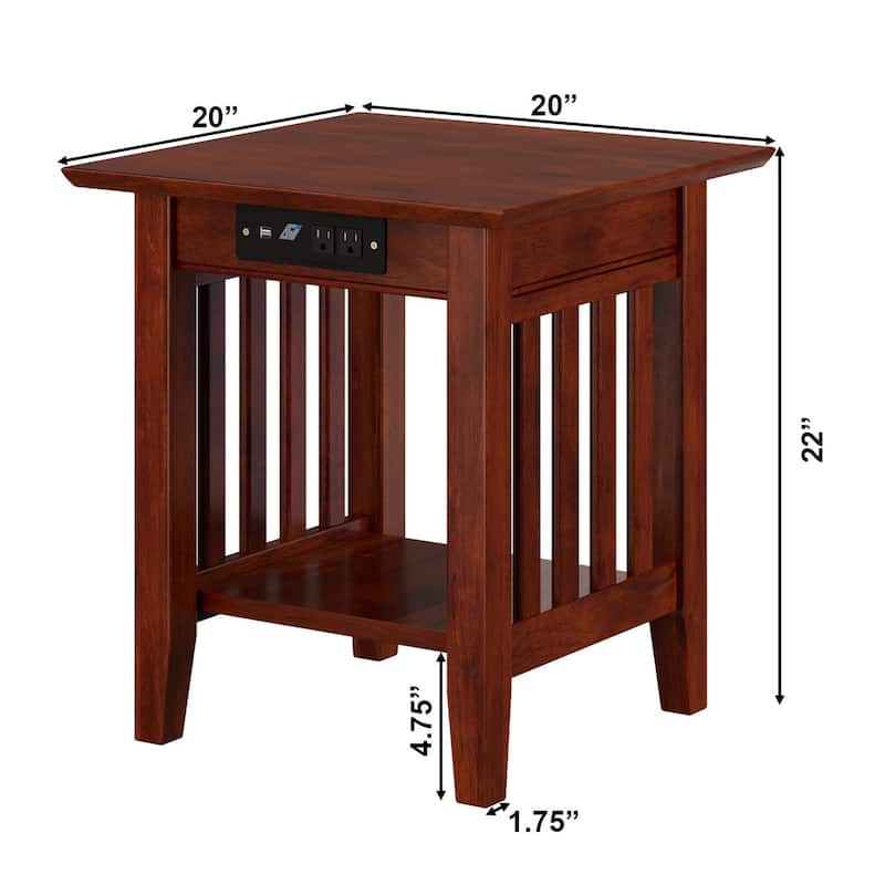 AFI Mission End Table with Charging Station