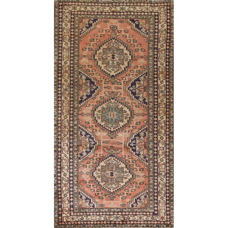 Geometric Ardebil Persian Vintage Area Rug Hand-knotted Wool Carpet - 4'9"x 10'0"