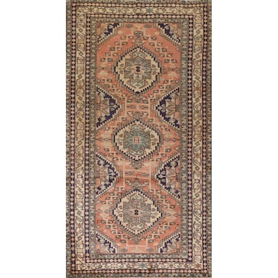 Geometric Ardebil Persian Vintage Area Rug Hand-knotted Wool Carpet - 4'9"x 10'0"