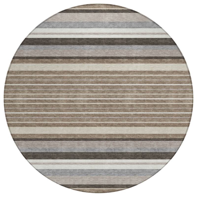 Machine Washable Indoor/ Outdoor Modern Stripes Chantille Rug