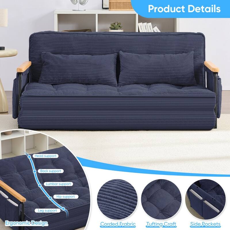 Mixoy Muti-Functional Folding Floor Sofa Bed,3-Seater,2-Seater,1-Seater Lazy Futon Sofa with 6 Position Adjustable Backrest