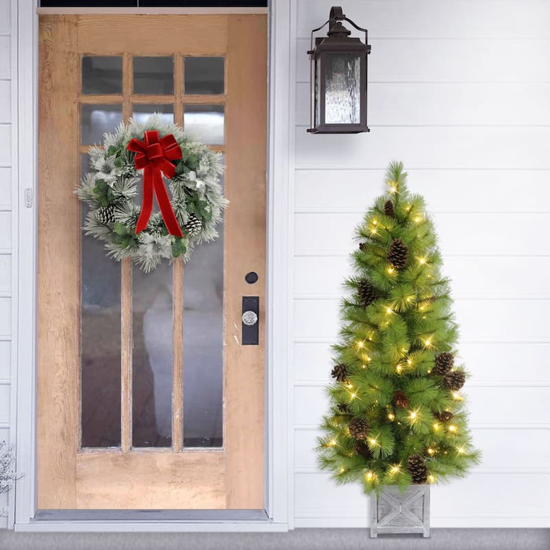 Puleo International 4.5' Pre-Lit Artificial Arkansas Pine Potted Tree - 4.5 Foot