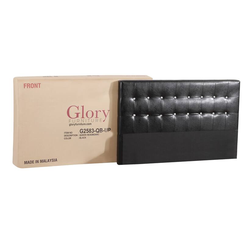 Full Button Faux Leather Panel Bed - 83" - Black