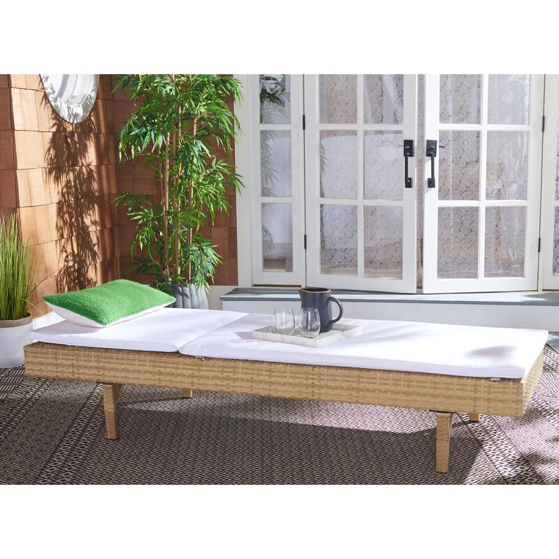 SAFAVIEH Outdoor Sanaa Sun Lounger with Cushion - 25Wx77Dx41H