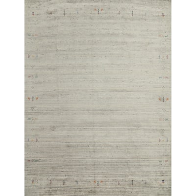 Hand Knotted Oriental Viscose Silk Carpet Tribal Animal Pictorial Beige & Ivories Gabbeh Area Rug - 9' 10'' X 10' 5''