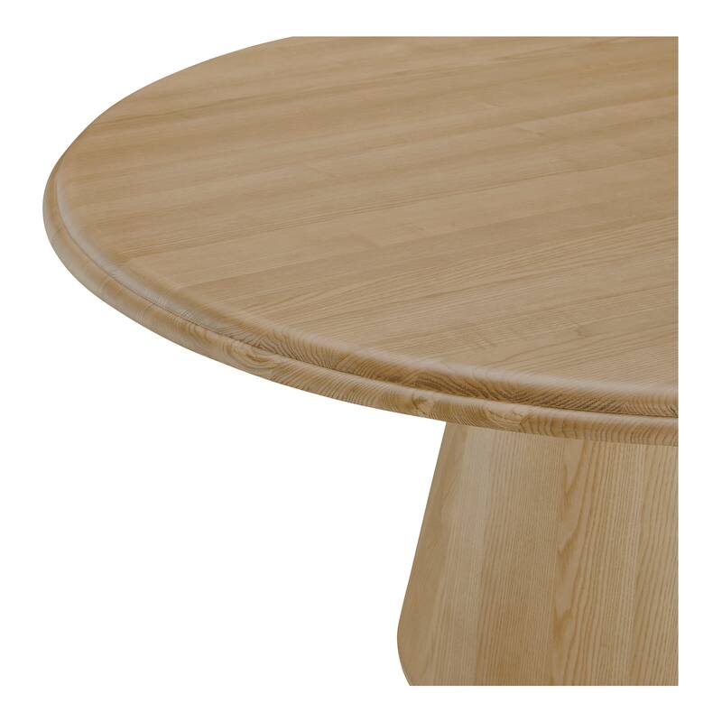 NADAAL STUDIOS Lumiel Round Dining Table for 8, Solid Ash Wood Top & Veneer Base, Black Metal Panel