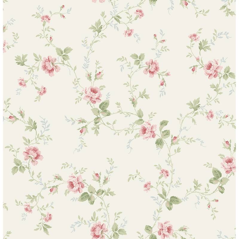 Seabrook Designs Brant Rose Vines Unpasted Wallpaper