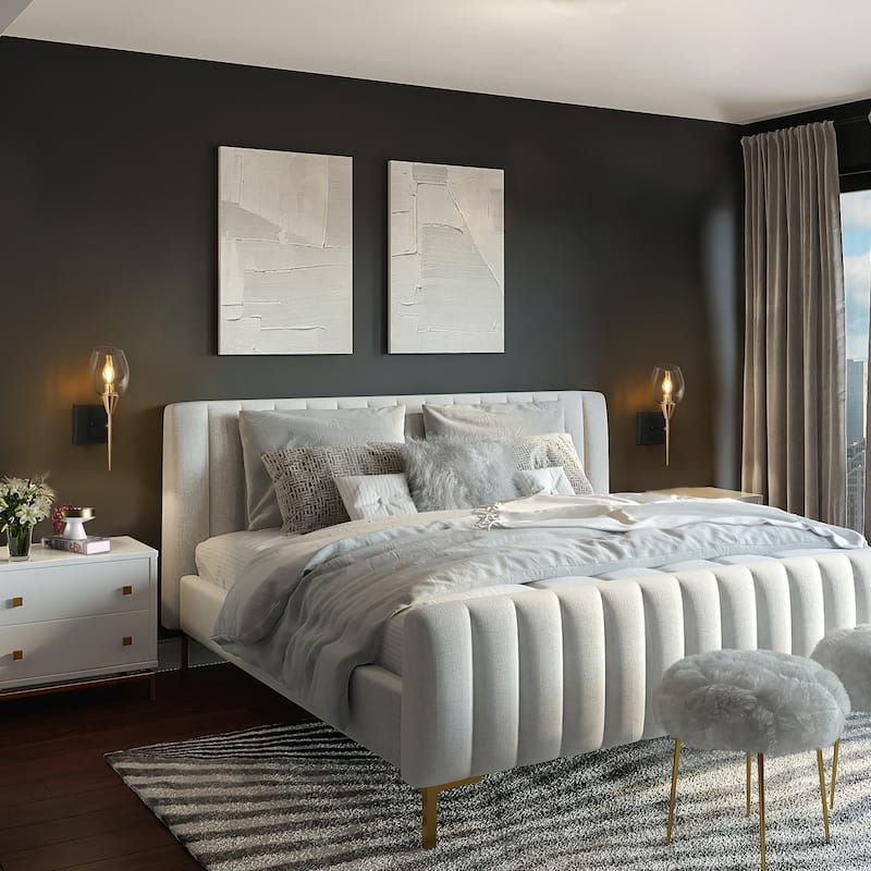 Coria Modern Transitional 1-light Black Gold Wall Sconce Glass Bathroom Wallchiere lighting - 14.5"H x 6.7"D