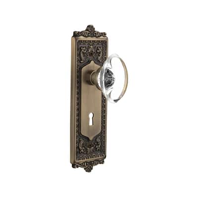 Nostalgic Warehouse Vintage Oval Egg Clear Crystal Dummy Door Knob Set