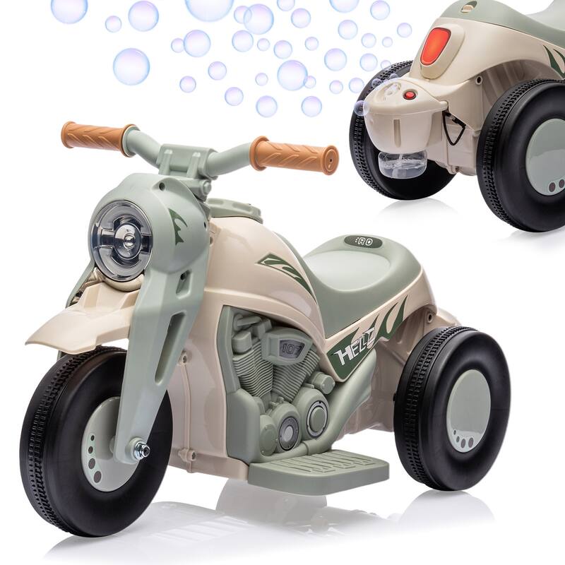 6V Battery-Powered Electric Motorcycle Ride-On Bubble Car for Kids Best Gift - Beige