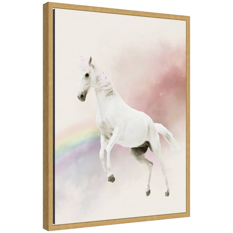 Kate and Laurel Sylvie Cute Unicorn Framed Canvas by July Art Prints - 18x24