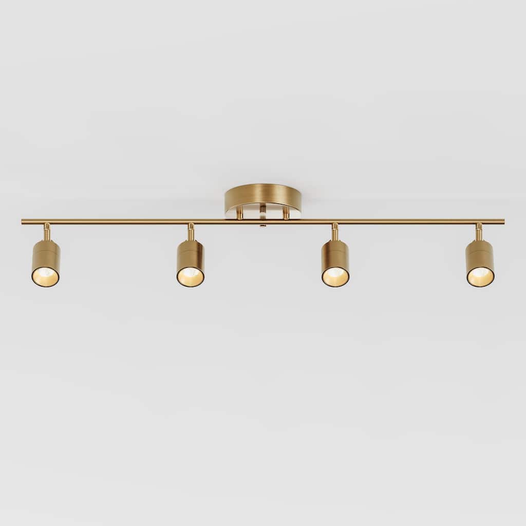 Shura 4-Light Brushed Brass Integrated LED Track Light with Rotatable Heads, 3 ft. Track Lighting Kit, 3000k, 2240 Lumen