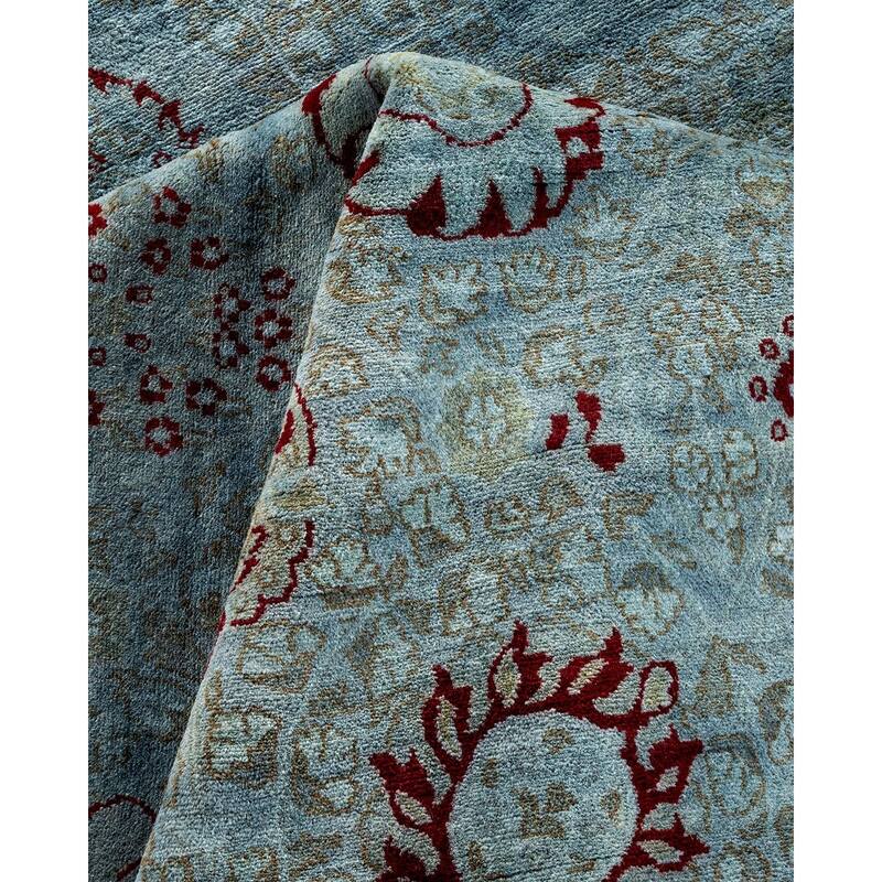Overton Hand Knotted Wool Vintage Inspired Modern Contemporary Overdyed Gray Area Rug - 9' 1" x 12' 3"