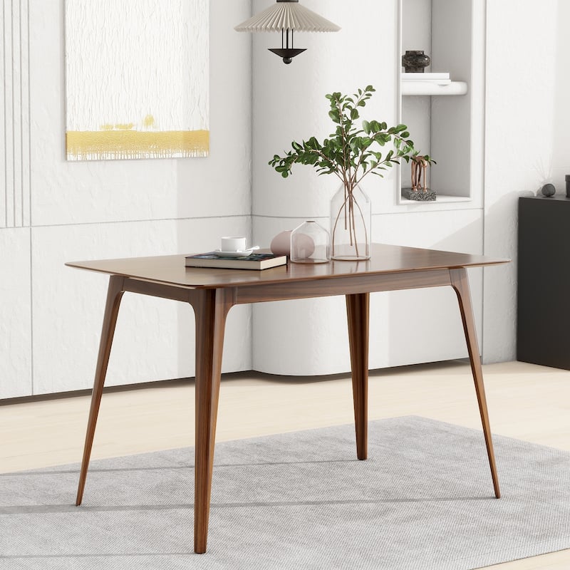 Roomfitters Dining Table with Solid Wood Legs and Rich Walnut Finish, Walnut