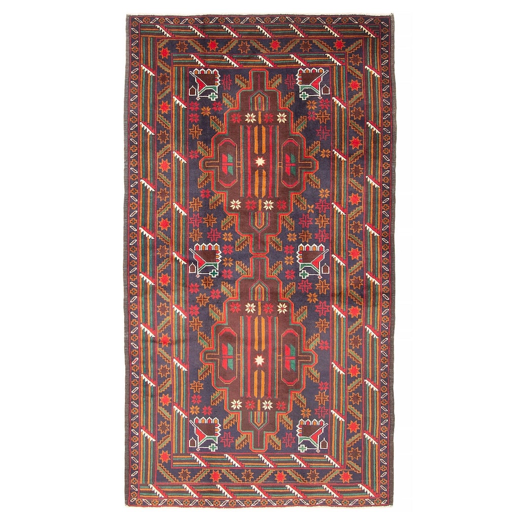 ECARPETGALLERY Hand-knotted Teimani Navy Wool Rug - 3'9 x 6'11