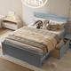 preview thumbnail 2 of 25, Full Size Platform Bed With Drawer And Two Shelves, Easy to Assemble, No Box Spring Required