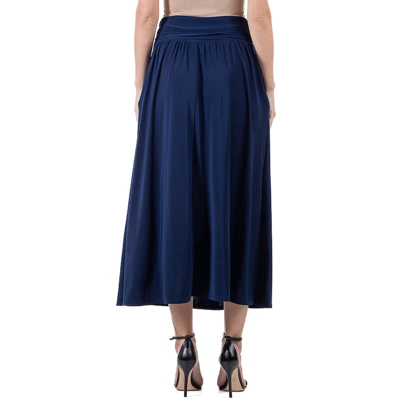 24seven Comfort Apparel Womens Foldover Maxi Skirt With Pockets