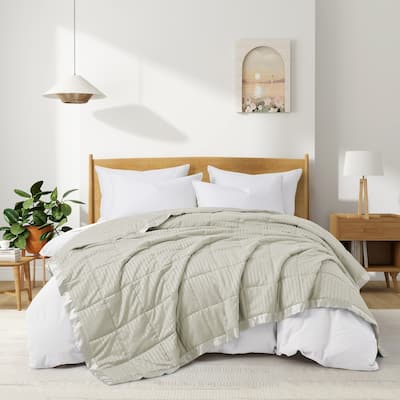 Hotel Quality Luxury Lightweight Jacquard Soft Bed Blanket with Satin Trim, Cozy and Warm