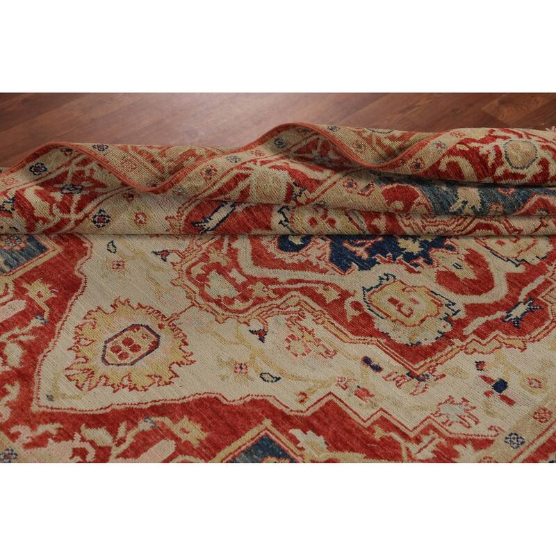 Vegetable Dye Heriz Serapi Oriental Rug Handmade Wool Carpet - 4'11"x 6'9"