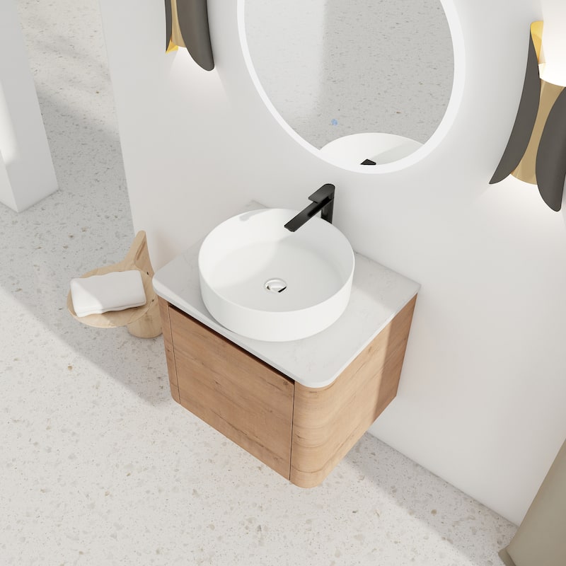 Wall-Mounted Bathroom Vanity With Ceramic Art Sink