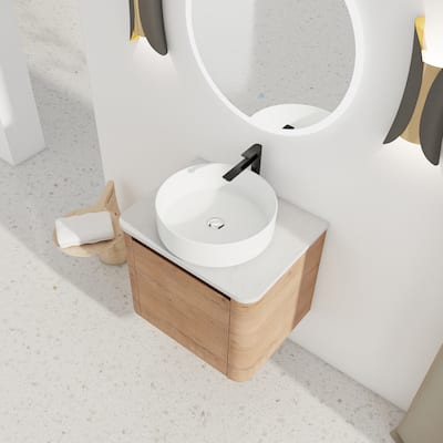Wall-Mounted Bathroom Vanity With Ceramic Art Sink
