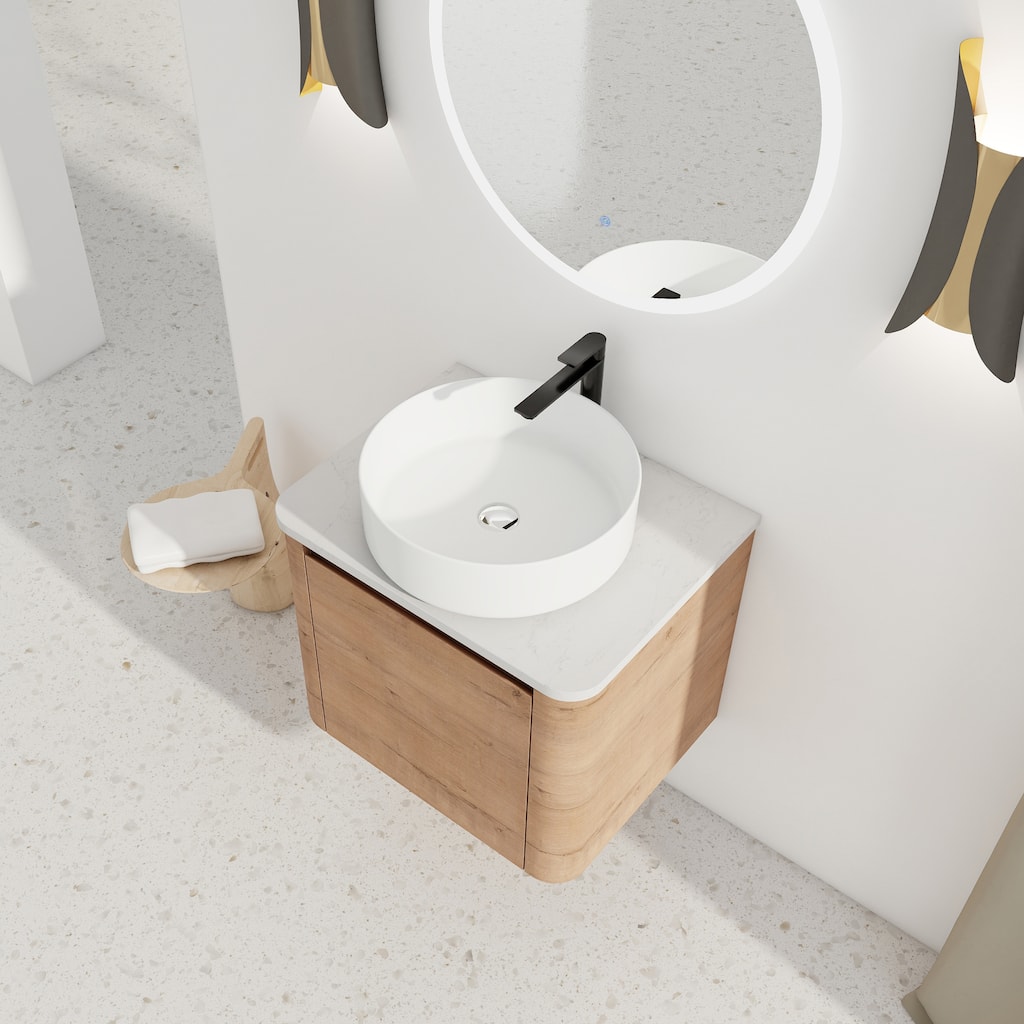 Wall-Mounted Bathroom Vanity With Ceramic Art Sink