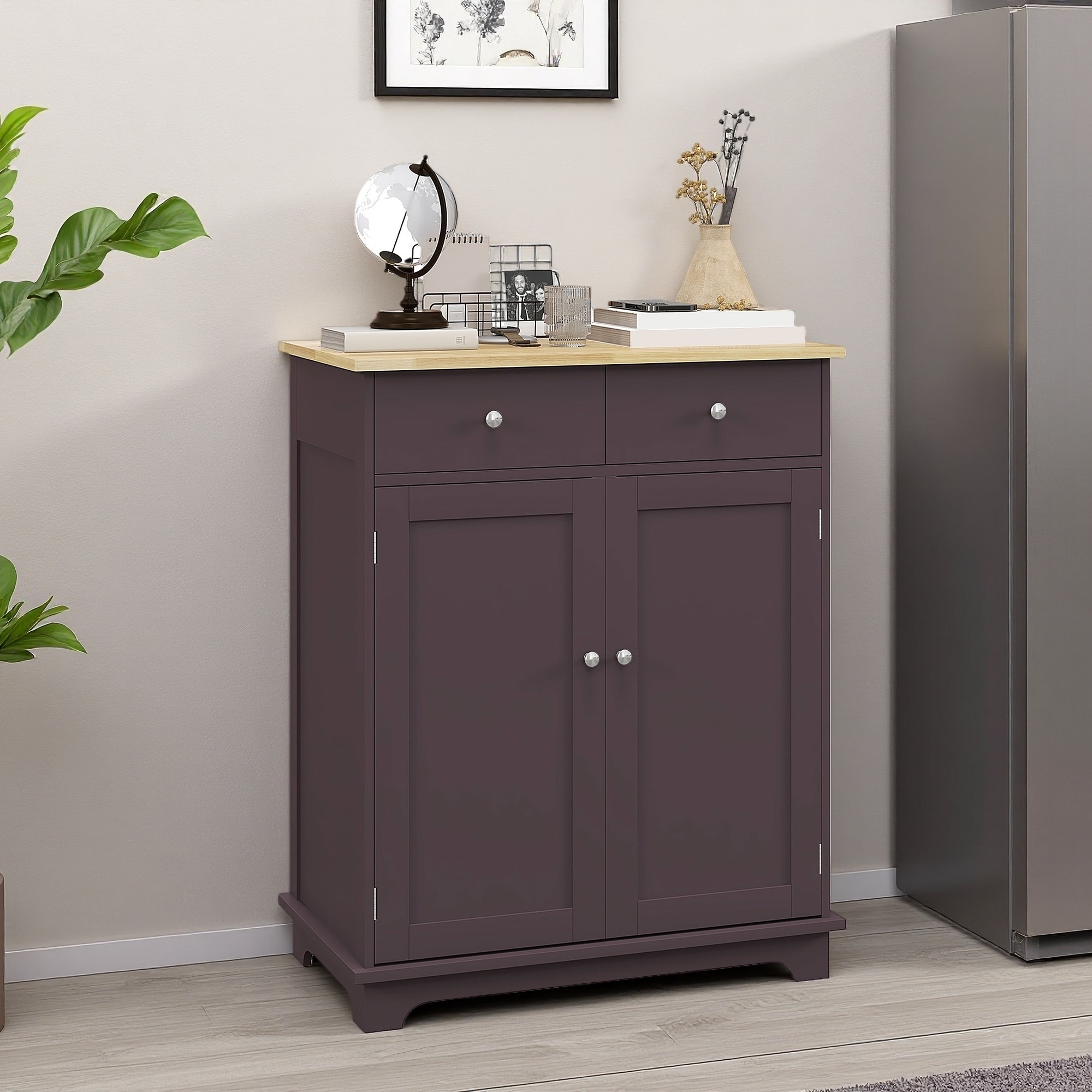 26.75" Engineered Wood Sideboard with Solid Wood Countertop