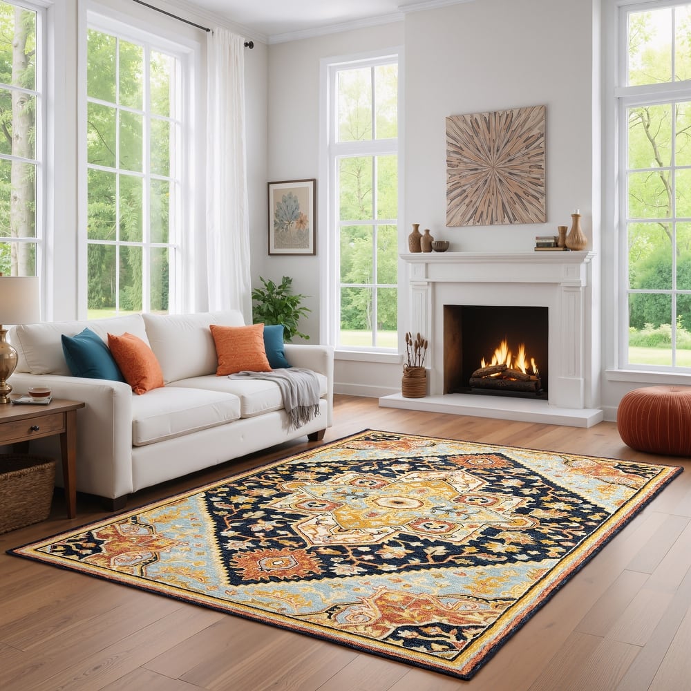 Style Haven Ava Hand-tufted Wool Loop-pile Tribal Medallion Area Rug