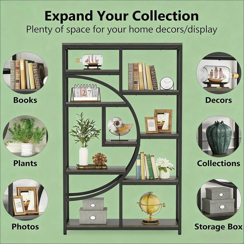 Versatile Freestanding Bookshelf - Geometric Design Display Bookcas