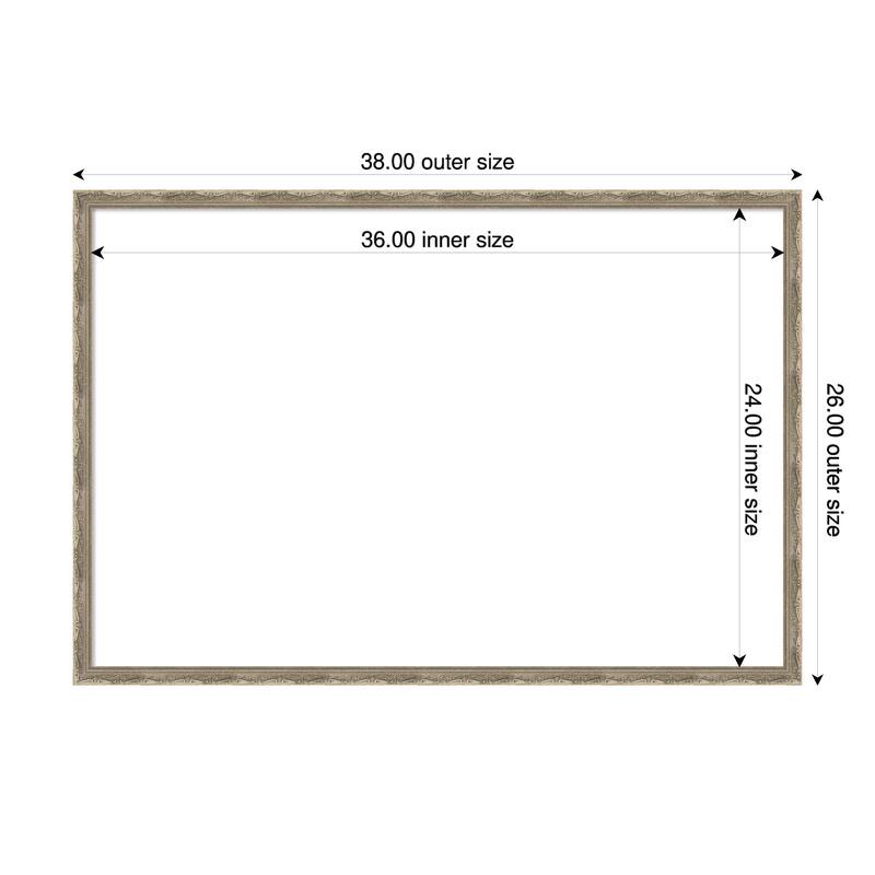 Mila Framed Dry Erase Magnetic Board - 38 x 26 in - Mila Dark Silver