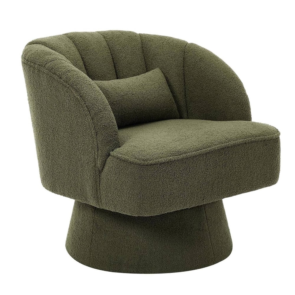 Velvet Upholstered 360° Swivel Accent Chair, Barrel Lounge Chair for Living, Bedroom Reading Nook