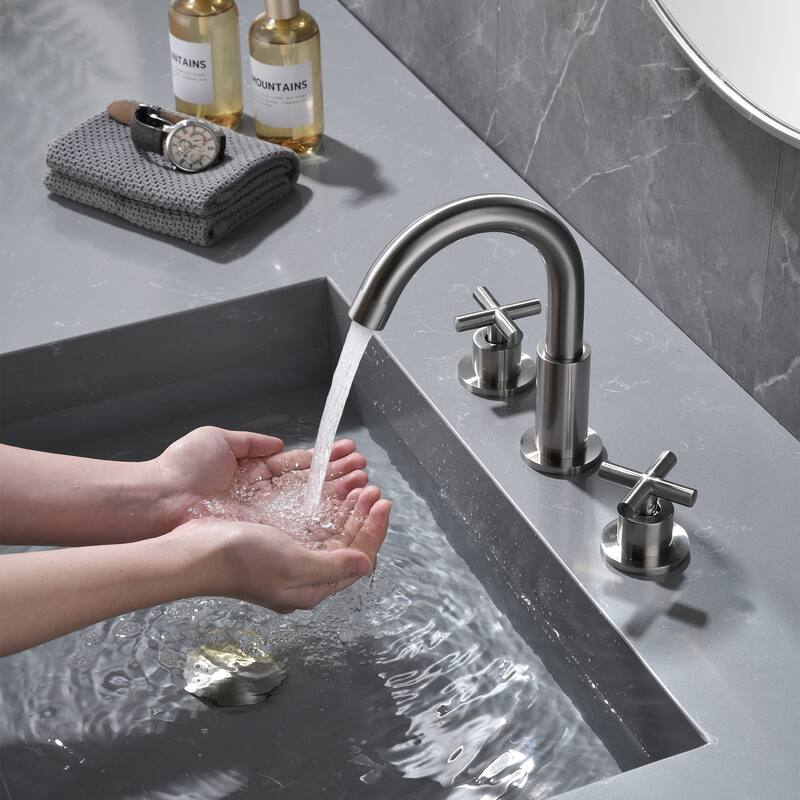 8.2"H Solid Brass Widespread 2-handle Bathroom Sink Faucet