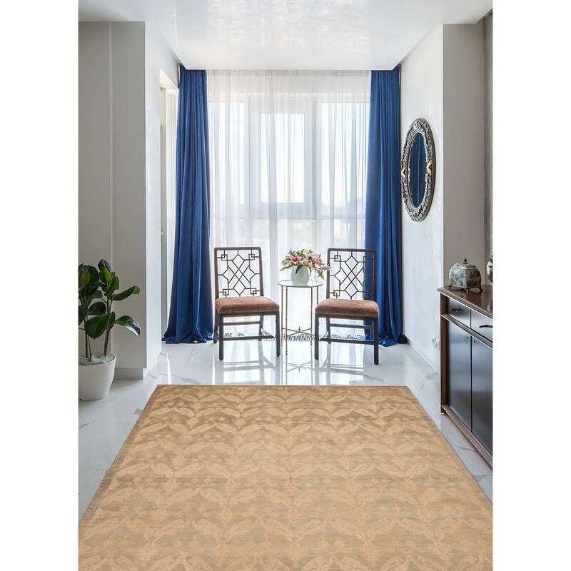 ECARPETGALLERY Hand-knotted Heritage Olive Silk Rug - 8'11 x 11'9