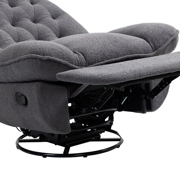 Chenille Glider Chair 360° Rotating Lounge Chair with Metal Base